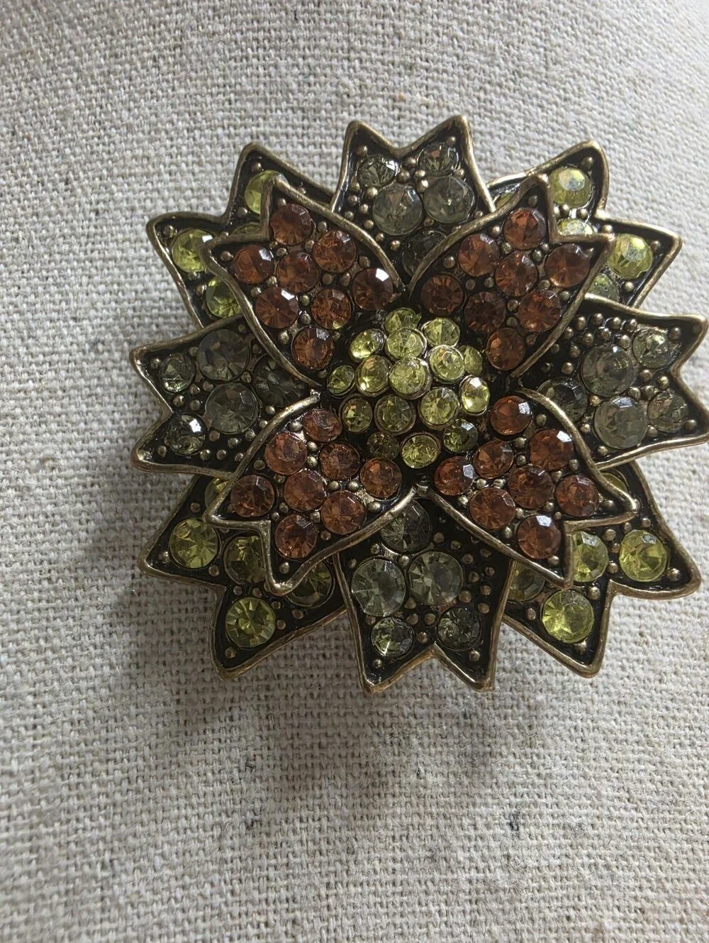Vintage  Floral  Rhinestone Statement Brooch